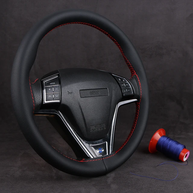 DIY Car Steering Wheel Cover 38cm Leather Cover For Steering Wheel Litchi Texture Non Slip Automobile Steering Cover