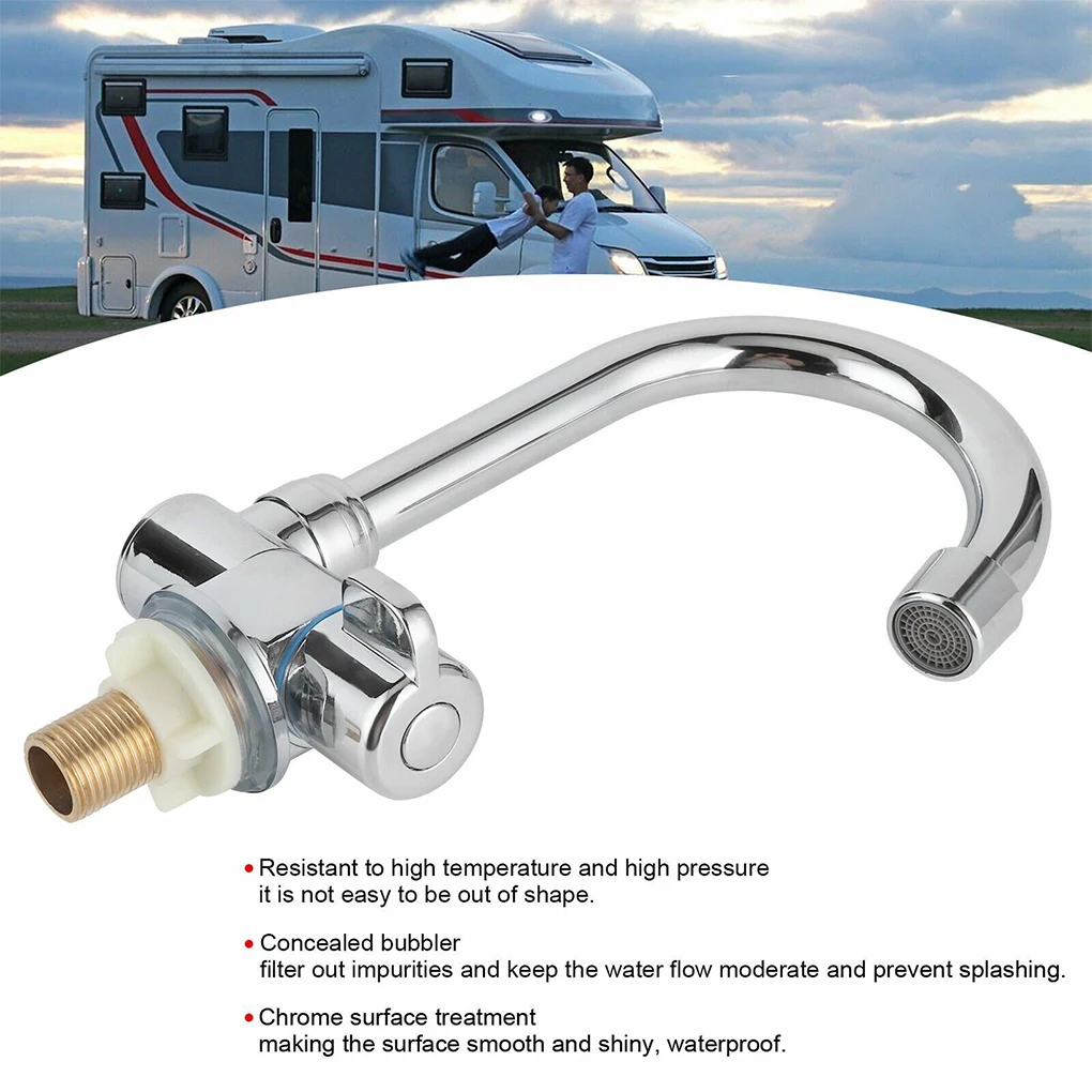 

Copper RV Faucet Folding RV Single Cold Water Tap 360 Degree Rotation 1/2in Mounting Copper Faucet
