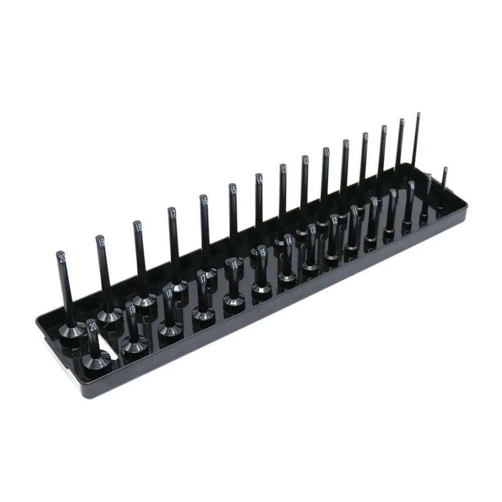 3Pcs Black/Red Socket Organizer Tray For 1/2" 3/8" 1/4" Socket Holder Home Sleeve Storage Rack Garage Tray Tool 6