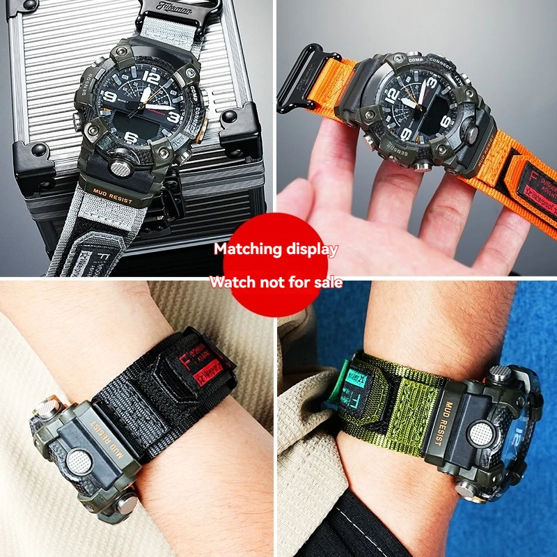 Rugged Nylon Canvas Strap - Military Style Outdoor Watch Band for CASIO G-Shock Mudmaster