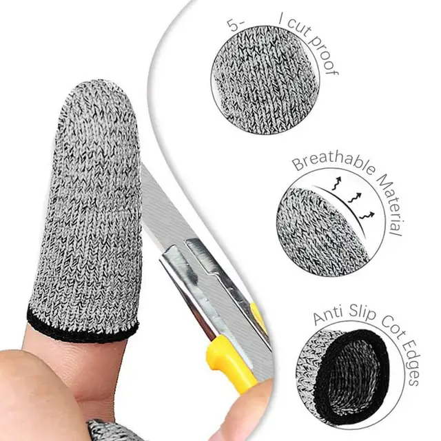 Anti Cut Finger Sleeve Breathable Thumb Finger Protection Cots 5-Grade Cut Protection 2X Fingertip Guards For Kitchen Food 5