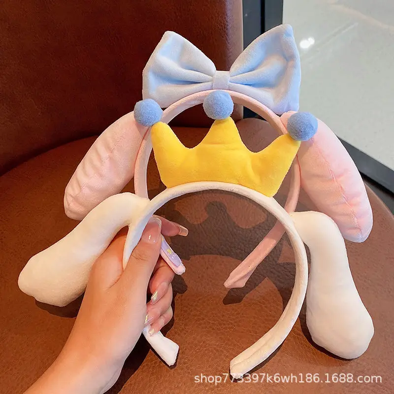 

Cute Sanrio Cinnamoroll Melody Cartoon Children's Head Band Pressure Hair Non-Slip Plushie Face Wash Band Girl Headband Kid Gift