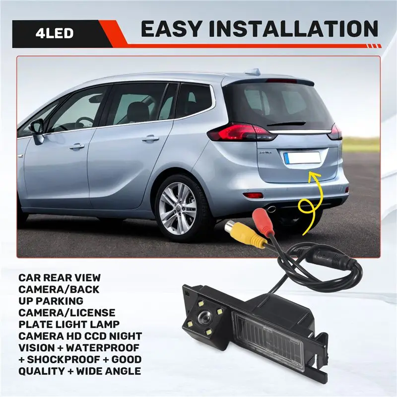 Telecamera posteriore HD 4LED per auto, telecamera di retromarcia per Opel Astra H J Corsa Meriva Zafira Insignia FIAT Buick Reg - immagine 2