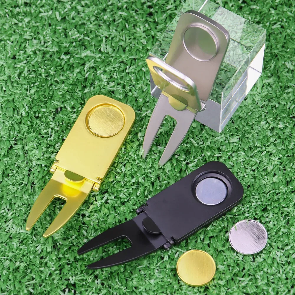 Ball Marker Putting Green Fork Divot Tool 6 in 1 Golf Pitchfork Clover Multipurpose Golf Green Fork Pitch Groove Cleaner