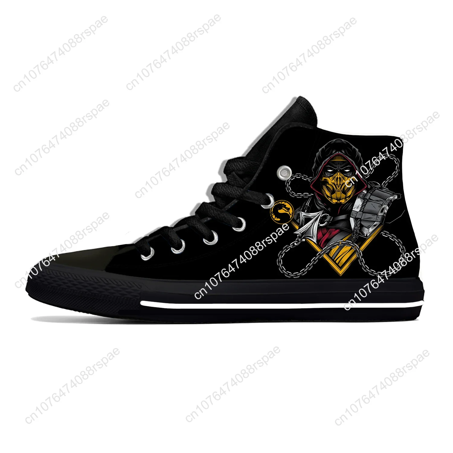 Game Mortal Kombat Pattern Lightweight Cloth 3D Print Funny Fashion High Top Canvas Shoes Mens Womens Casual Breathable Sneakers