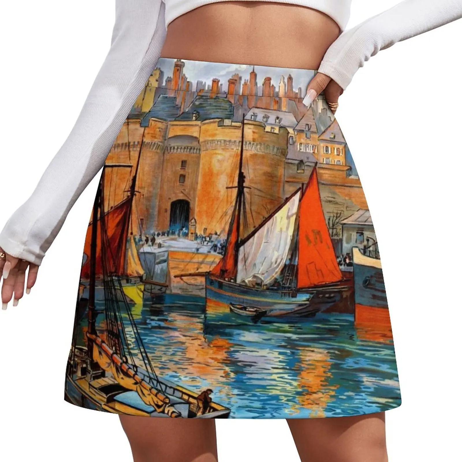 France Saint Malo Restored Vintage Travel Poster Mini Skirt skirt for women fashion 32pcs travel postcard vintage landscape building photo picture poster post pards