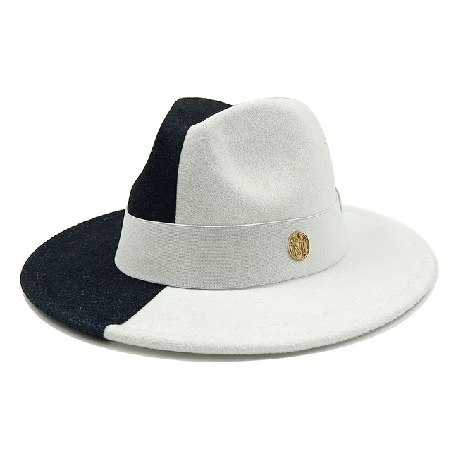 White with Black Fedoras Hat For Women Man Hats Gradient Cap Top Hat Fashion Panama Church Hat Fedoras Jazz Cap Wholesale 1