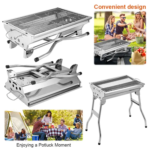 Portable Barbecue Grill Stainless Steel Camping Stove with Stand Multi-Function Charcoal BBQ Grill for Outdoor Camping Picnic 1 Portable Barbecue Grill Stainless Steel Camping Stove with Stand Multi-Function Charcoal BBQ Grill for Outdoor Camping Picnic 1