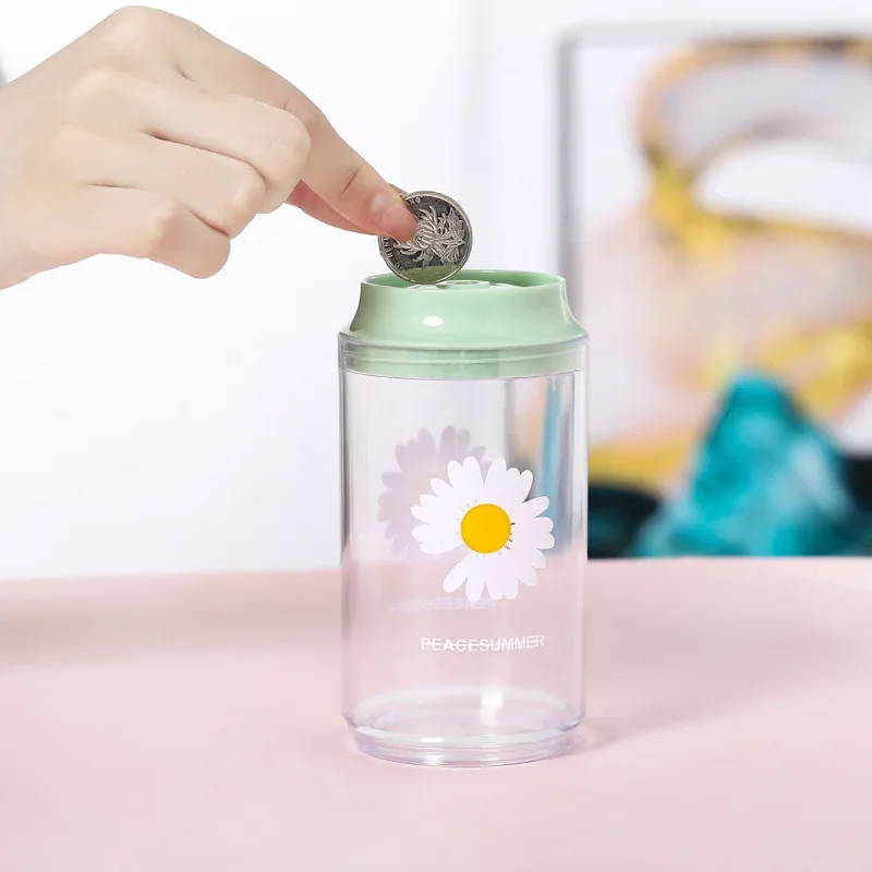 데이지 투명 실린더 시계 선물 상자, 돼지 저금통 펜꽂이 컵, 트렌디 데이지 시계 상자