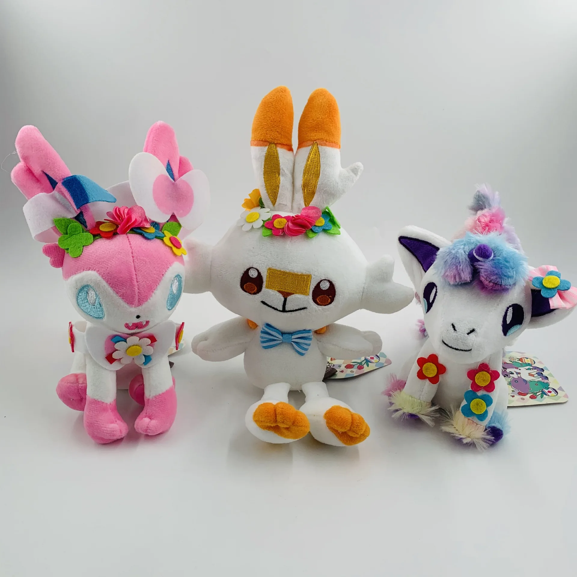 10 Pz/Lotto Pokemon Giocattolo Con Fiori Scorbunny Sylvion Galarian Rapidash Bambola Di Pasqua Giocattolo Bambini Regalo Per Bambini