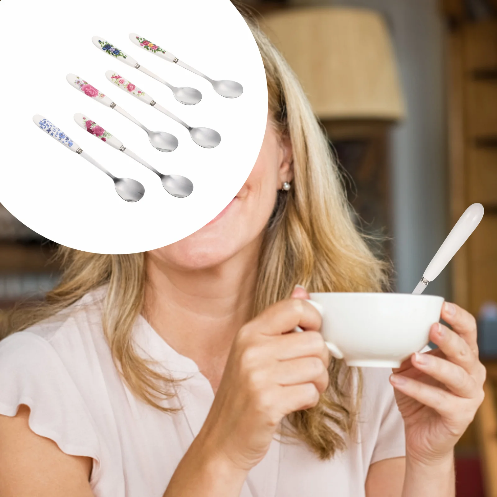 

Spoon Spoons Tea Long Soup Ceramic Handle Iced Teaspoons Hot Espresso Rice Dessert Mini Drink Ice Stainless Steelsmall