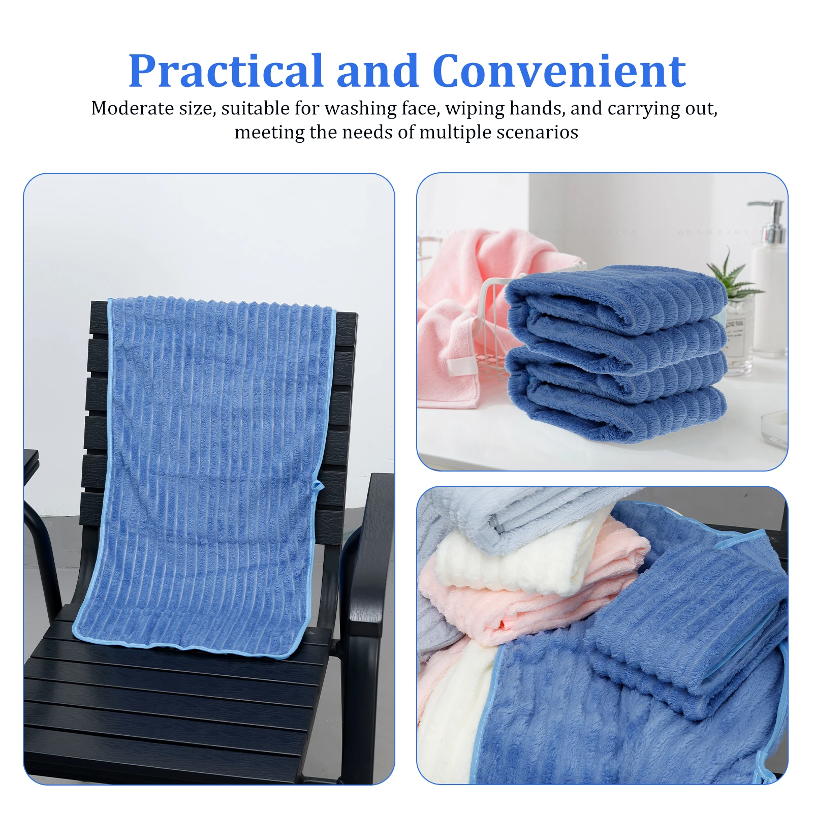 2Pcs Bath Towel Coral Velvet Absorbent Bathroom Towel Soft Comfortable Wash Cloth Portable Multipurpose Washcloth for Bathroom