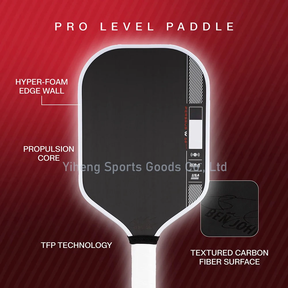 Pickleball Paddle Perseus4 Pro BEN JOHNS TFP Foam Fill 14mm 16mm Thickness GEN4 Core Thermoformed Toray T700 Carbon Fiber