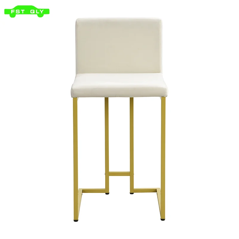 25.8" Counter Height Bar Stools Set of 2, Mid-Century Modern Gold Counter Height Bar Stools with Back