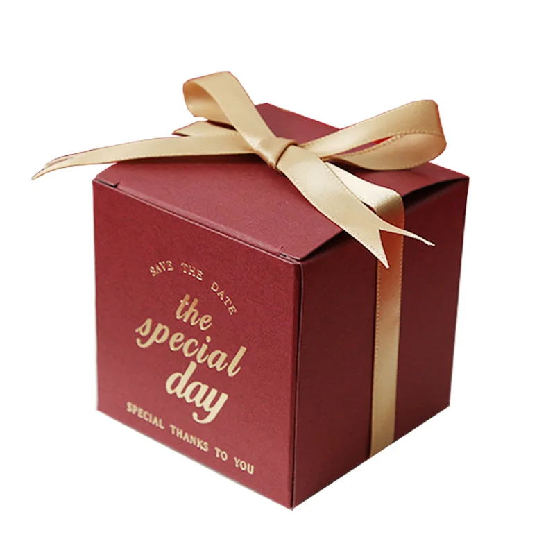 20pcs Bronzing Letter Print Candy Box Wedding Party Gift Packaging Supplies Best Wishes Boxes Bag Chocolate Wrapping Decor