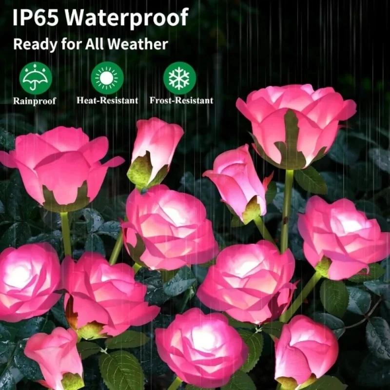 Decorative Solar Garden Rose Flower Lawn Lamp