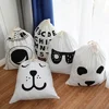Cotton and Linen Laundry Bag Large Clothes Toys Storage Bag Printing Fabric Drawstring Duffle Bag Dirty Organizer Washing Bags 3