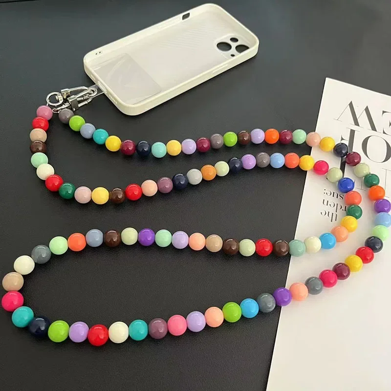 

The Same Color Acrylic Beaded Slung Rope Bag Replacement Chain Removable Mobile Phone Case Universal Gasket.