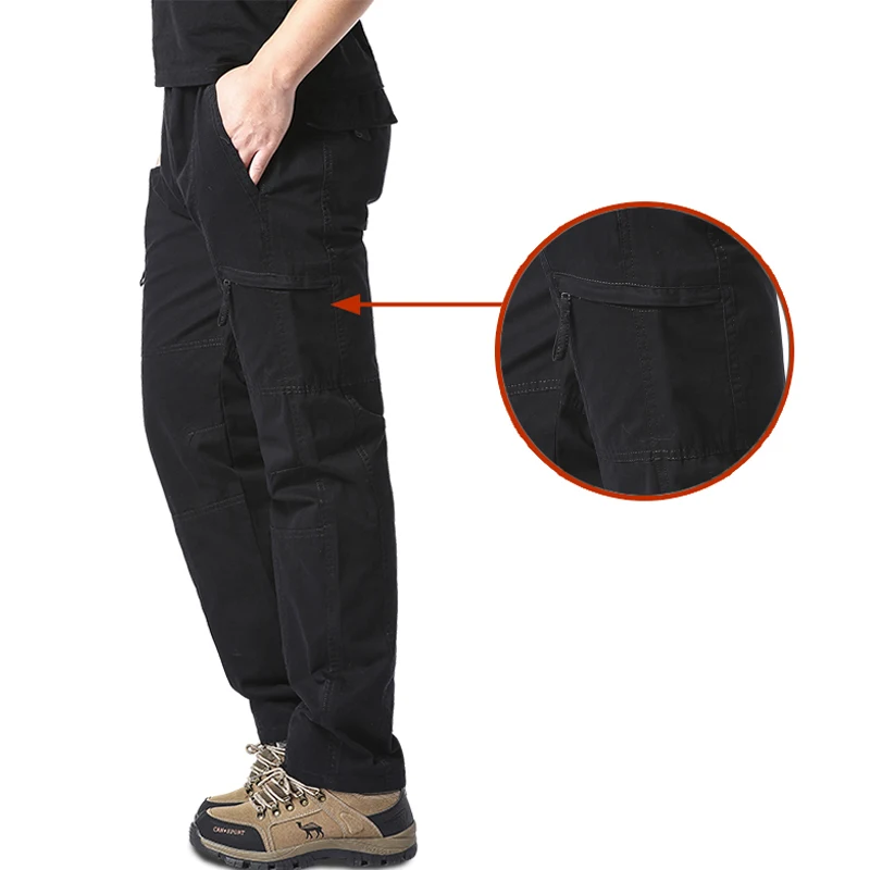 Men's Cotton Cargo Pants Casual Multiple Pocket Tactical Pants Spring Autumn Outdoor Camping Hiking Work