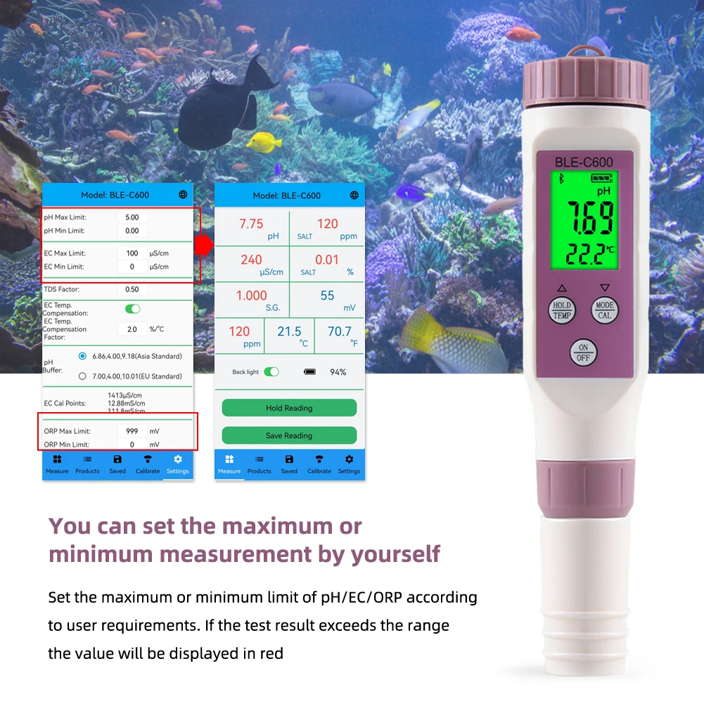 7-in-1/5-in-1 Bluetooth PH Meter Smart PH EC TDS ORP SALT S.G TEMP Water Quality