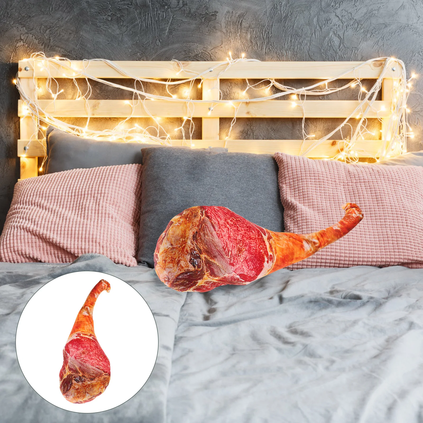 

3D Simulation Ham Shape Pillow Soft Ham Fake Meat Back Cushion Funny Food Plush Stuffed Toy Sofa Funny Hugging Pillow Ham