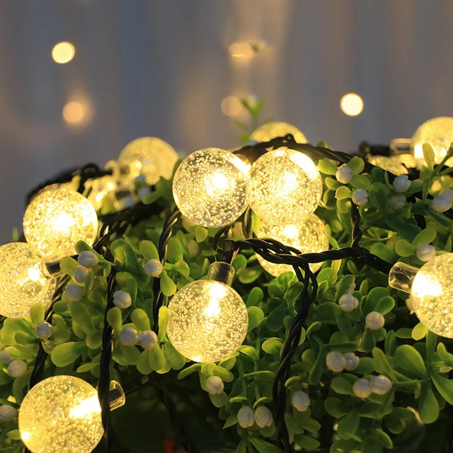 3m Waterproof LED Bubble Ball String Lights (118.11in) - Warm White Crystal Globe Fairy Lights, Weather-Resistant for Garden 2