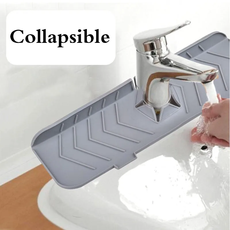 Silicone Faucet Absorbent Mat Sink Splash Guard Drain Pad Water Splash Catcher Mats Sink Countertop Protector Kitchen Tools