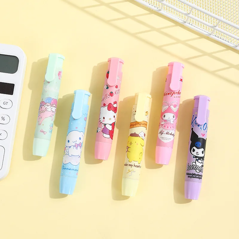 

Новинка 2023, стирательная ручка Sanrio с мультяшным принтом в форме мелодии, Kulomi Cinnamoroll, милый стиратель, детский удобный