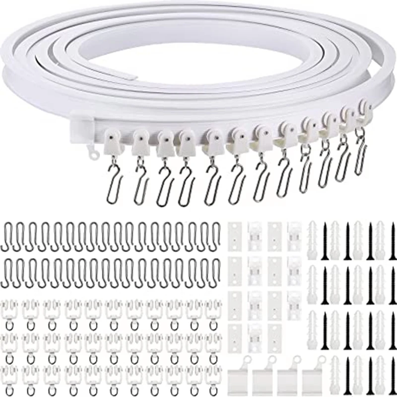 

Bendable Ceiling Curved Curtain Track Flexible Ceiling Curtain Mount Soft Windows Curved Track for Curtain Rail with Metal Curta