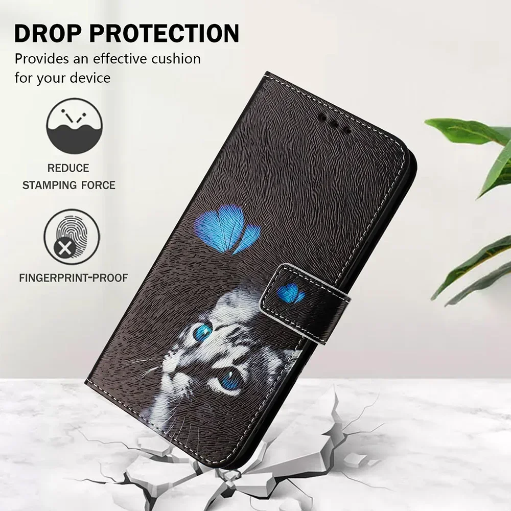 Leather Flip Wallet Case with Card Holder Slot
