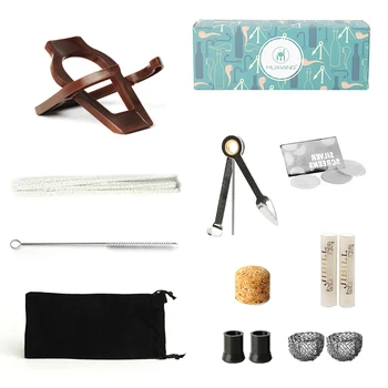 Old Fox Black Sandalwood Tobacco Pipe Set Accessories 9MM Filter Solid Wood Dry Ebony Smoking Pipe Gold Ring With 10 Tools Kits 2