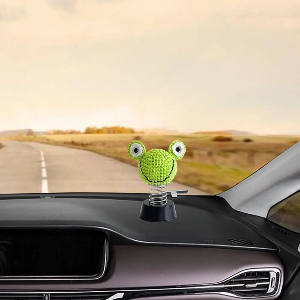 

Подвесное украшение для автомобиля, приборная панель с вязаным крючком, ручная работа, лягушка, кролик, тигр, качающийся для автомобиля