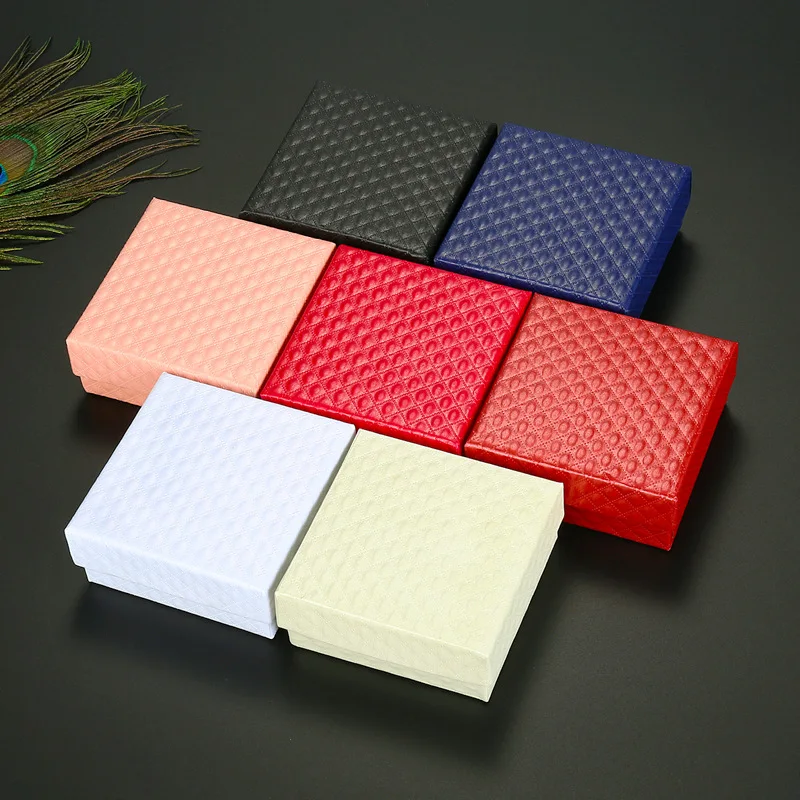 1pc 7.5x7.5x3.5cm Jewelry Set Display Gift Box Ring Necklace Bracelets Earring Gift Packaging Boxes with Sponge Inside Rectangle