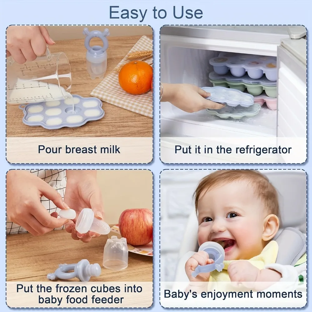 Silicone Bite Tray Baby Breastmilk Popsicle Molds Fruit Food