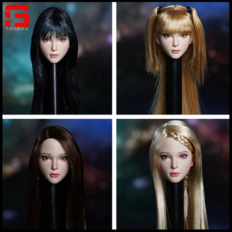 

SUPER DUCK SDH028 1/6 Asian Female Pale Long Hair Head Sculpt Carving Model Fit 12'' Action Figure Body Hobby Collection