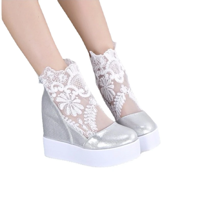 Fashion Women Lace Shoes Wedge Heels Platform Pumps Sandals High Heel Shoes Women's Platform Lace 3 Colors women high heels,platform high heels sandals,platform sandals