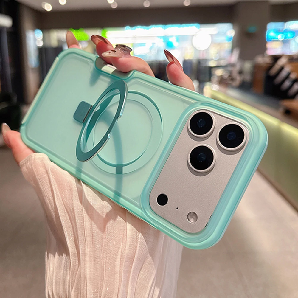 Foldable Magnetic Stand Phone Case - Clear Candy Color with Dual Layer Protection