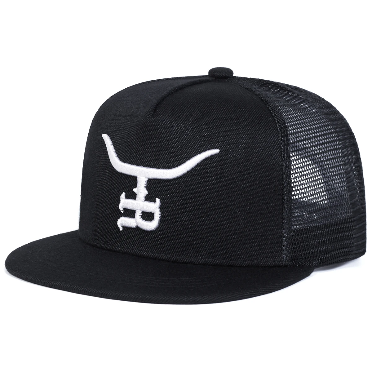 Unisex R-Buchstabe Stierkopf-Stickerei Hip-Hop Netzhüte Frühling Sommer Outdoor Verstellbare Lässige Baseballkappen Sonnenschutz-Hut – Detail 4