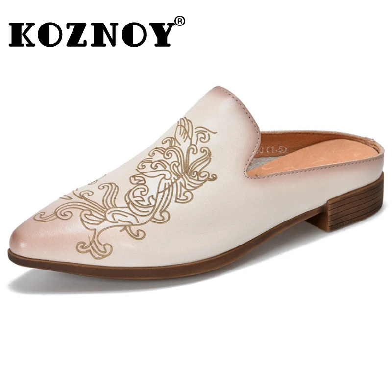 

Женские мокасины из натуральной кожи с острым носком, 2,5 см