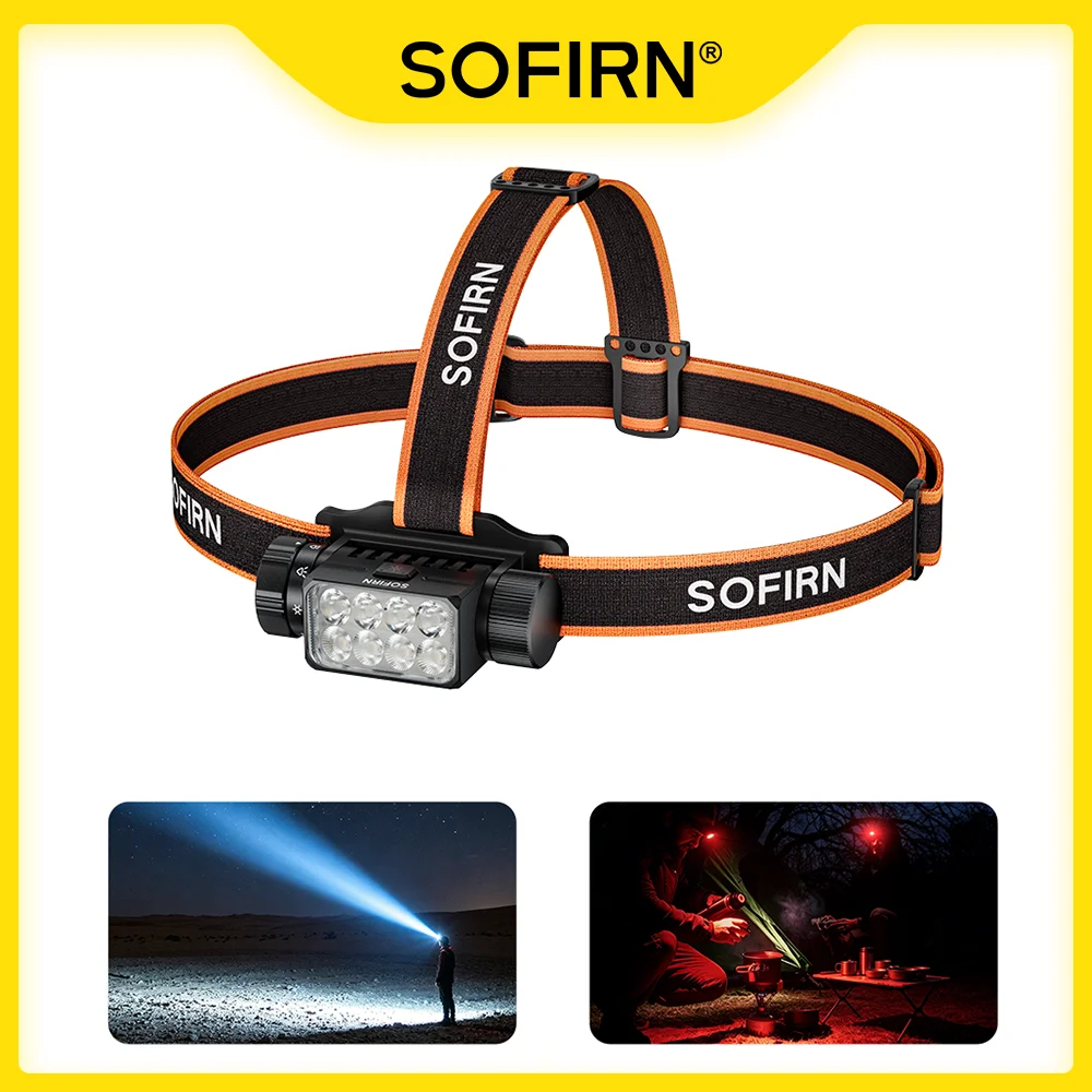 SOFIRN HS23 3320lm Headlamp White&Red Led Light 21700 Rechargeable Headlamp Type-C Fast Charge Torch IPX6 Waterproof  Outdoor