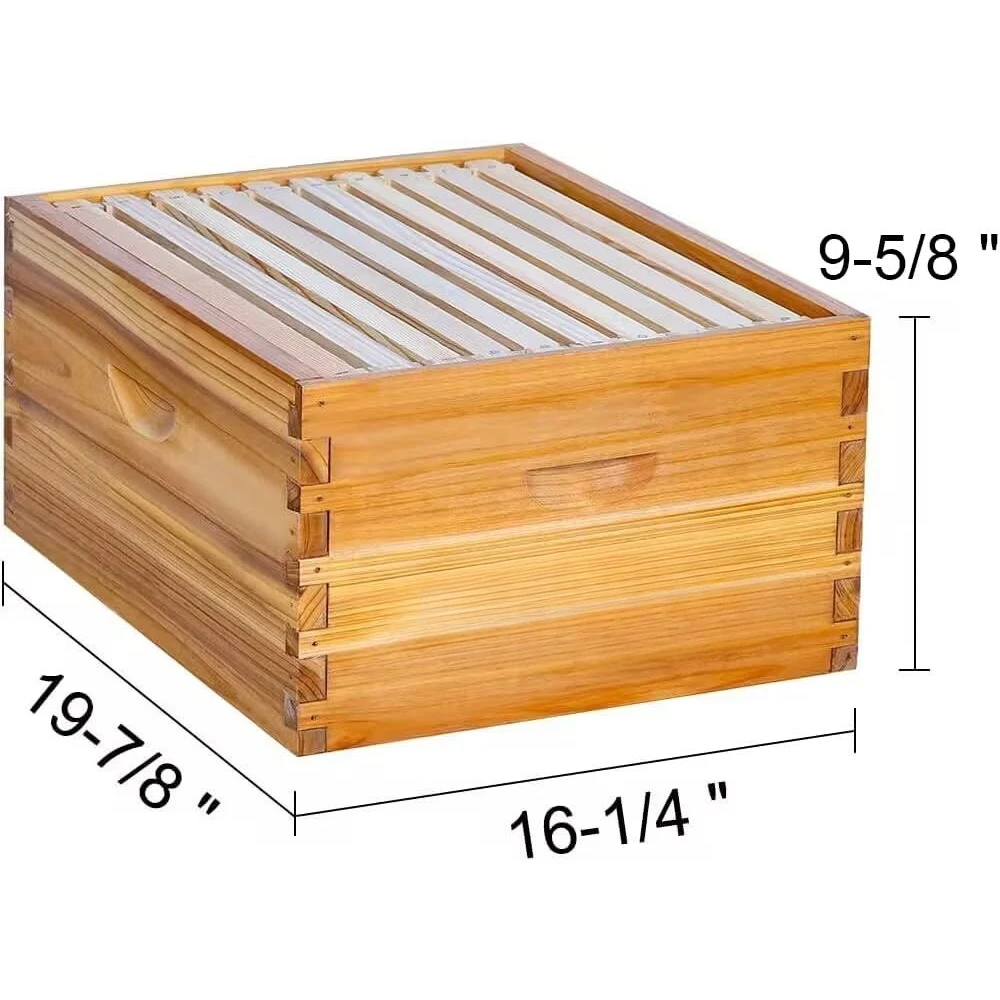 Bee Hive Heavy Wax Coated Unassembled Deep/Brood Box with Frames and Beeswax Coated Foundation Sheet (10 Frame)