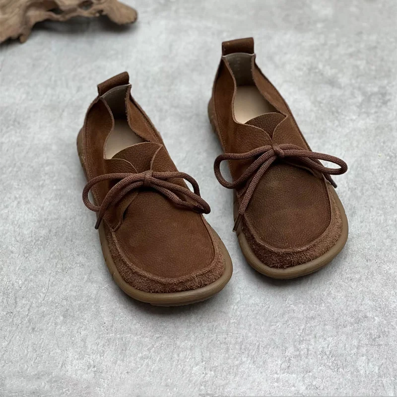Retro style all genuine leather women's shoes cowhide flat shoes old-fashioned elderly farmer shoes  casual walking  work field 6