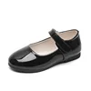 Spring Autumn Children's Leather Shoes Causal Black School Girl Shoes Solid Color Kids Fashion Performance Flat Shoes Hook Loop 1