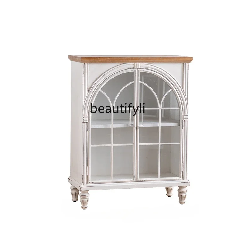 

Entry Lux Vintage Hallway Shoe Cabinet Living Room Sofa Side Cabinet Double Door Tea Restaurant Decoration Sideboard Cabinet