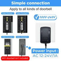 Универсальный адаптер питания переменного тока 110 В-240 В постоянного тока 12 В-24 В для Wi-Fi, умный видеодверной звонок, камера, видеодомофон, дверной звонок, кольцо — изображение 2