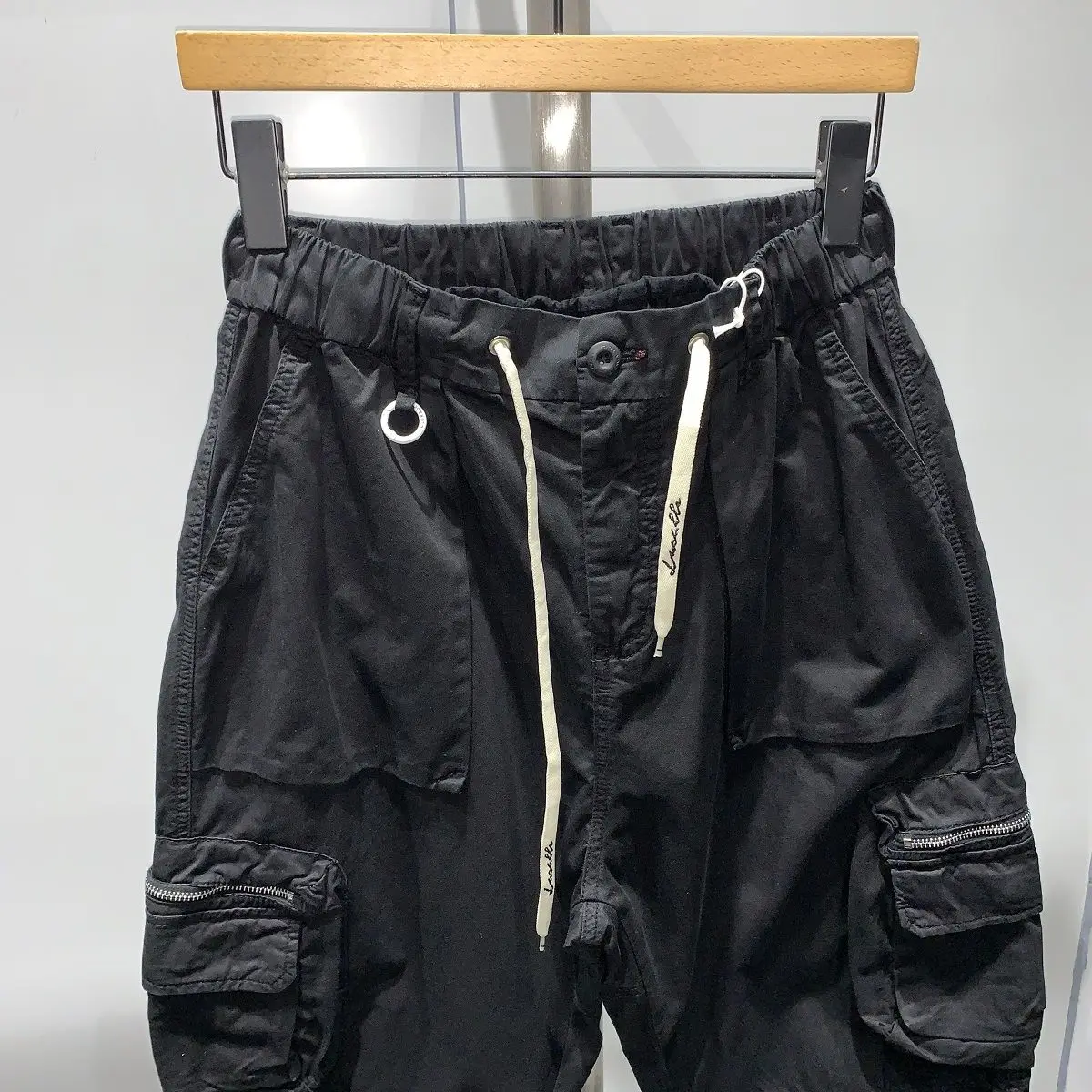 Description Picture 6 of itemPants Men's Summer Drawstring Overalls Spring New Fashion Street Outdoor Wide-leg Harem Pants Solid Color Pockets Trousers