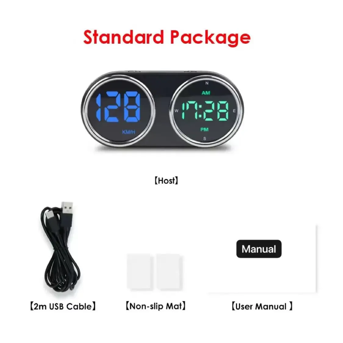 범용 자동차 헤드업 GPS 디지털 속도계 시간 시계 GPS HUD, MPH/KMH 플러그 앤 플레이, USB 케이블 및 차량용 충전기 어댑터 포함