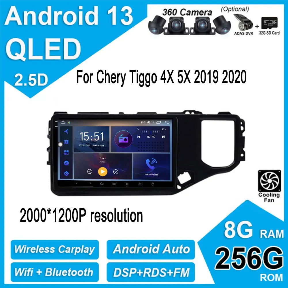 

10 Inch Android 13 For Chery Tiggo 4X 5X 2019 2020 Car Radio Player Stereo Multimedia 4G WIFI BT GPS Navigation Player DSP QLED