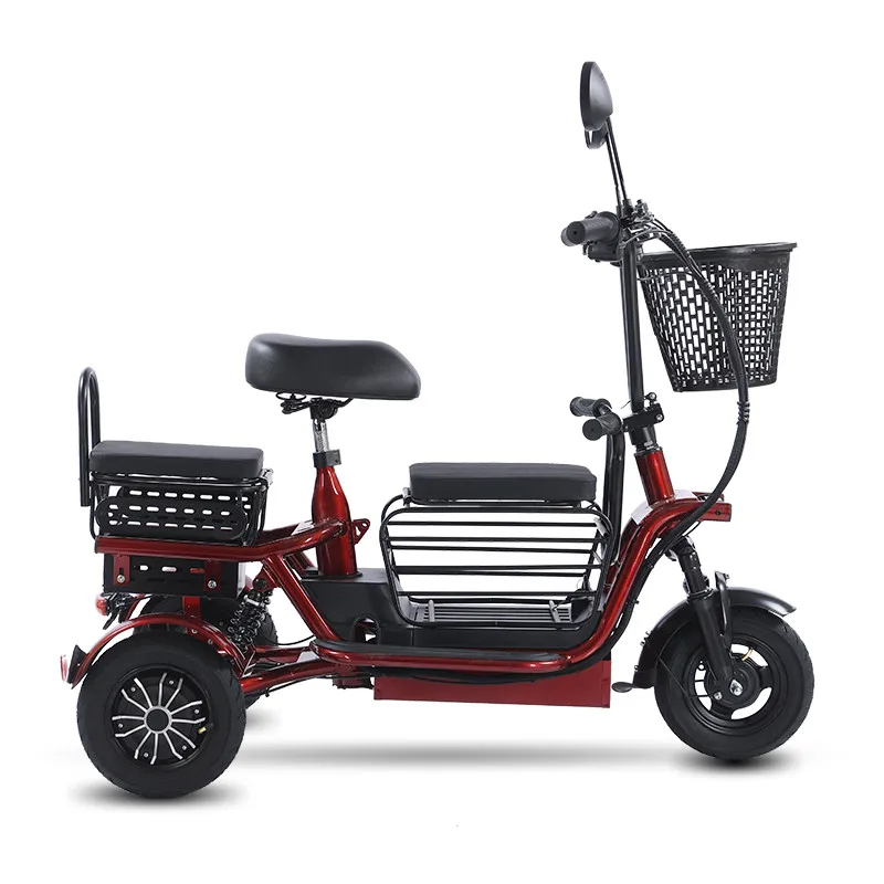 48V 3 Wheel Electric Tricycle 3 Seater With Removable Battery Ebike Electric Bicycle 30AH 800W Dual Drive Electric Trike Scooter ado a20 air folding e bike 20 inch 36v 250w motor 25km h max speed 10ah samsung battery 100km range torque sensor ipx7 waterproof ips color display carbon belt drive dual hydraulic disc brake grey