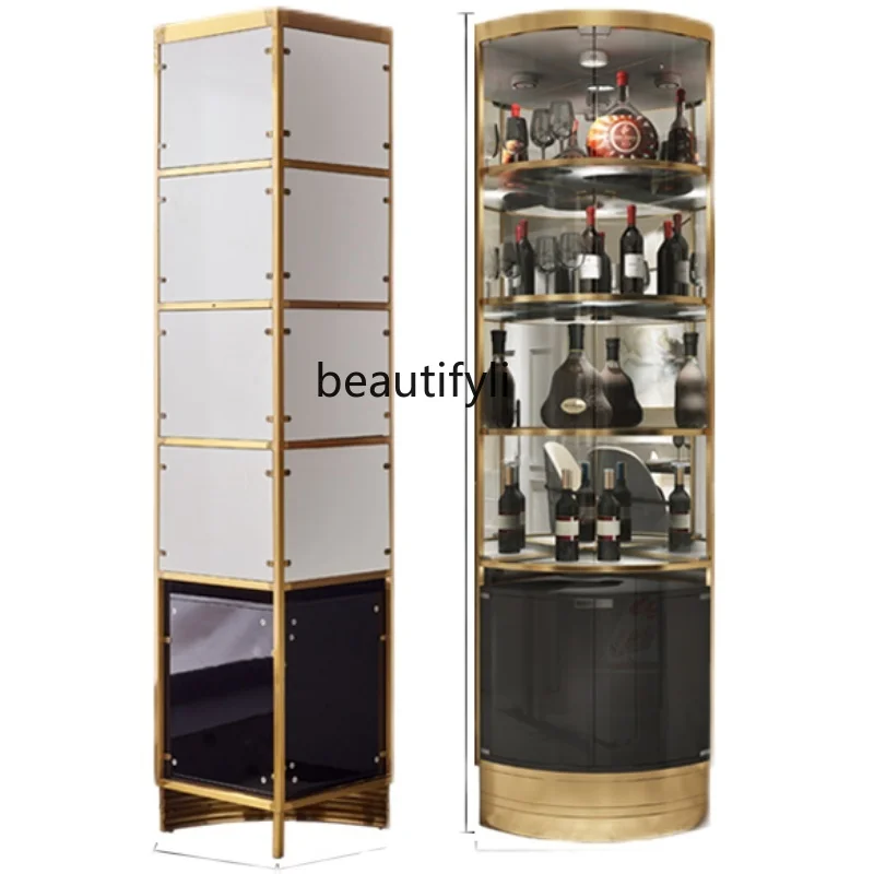 

Triangle Wine Cabinet Modern Light Luxury Corner Dining Room Side Cabinet Living Room Fan-Shaped Corner
